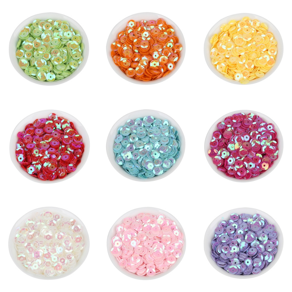 20 กรัม/ถุง (approx 1200 ชิ้น) สีเงา Dia 6 มม.รอบ Sequins Spacer สําหรับผู้หญิง DIY เล็บหัตถกรรมชุดเสื้อผ้าตกแต่ง - รูปที่ 2