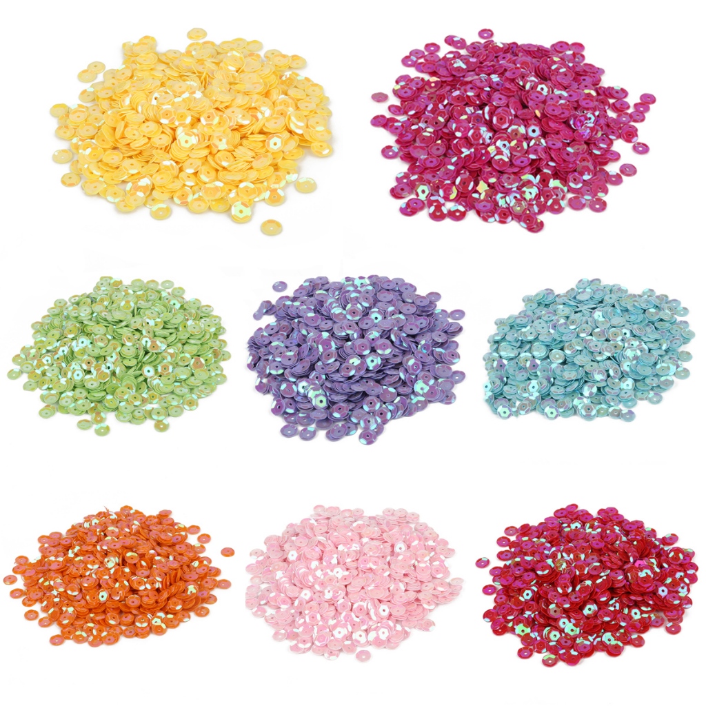 20 กรัม/ถุง (approx 1200 ชิ้น) สีเงา Dia 6 มม.รอบ Sequins Spacer สําหรับผู้หญิง DIY เล็บหัตถกรรมชุดเสื้อผ้าตกแต่ง