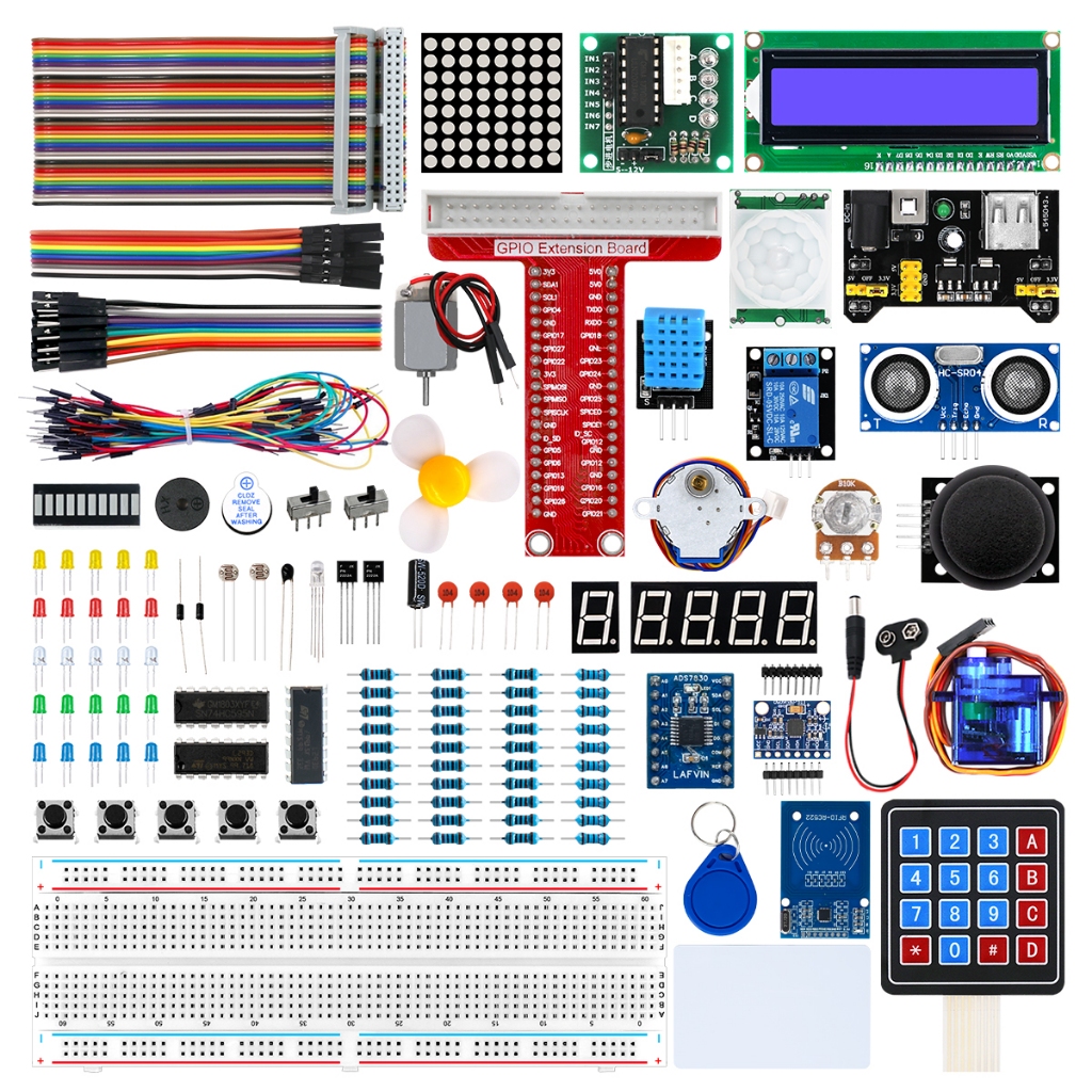 Lafvin Super Starter Kit สําหรับ Raspberry Pi 5/4/4B/3B/3B+,Python C Java Scratch ,พร้อมชุดการสอนเริ่มต้น (ไม่มีบอร์ด RPi)