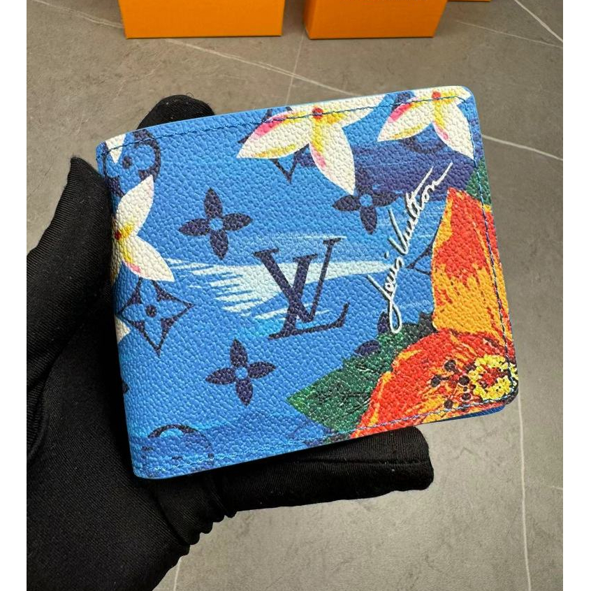 LV LOUIS VUITTON พร้อมส่งจ้า ของแท้ 100% ภาพถ่ายทางกายภาพของ หลุยส์ วิตตอง เลเวล กระเป๋าสตางค์ผู้ชายใหม่ธุรกิจสั้นพับกระเป๋าสตางค์/ผู้ถือบัตร 60895 พร้อมกล่อง