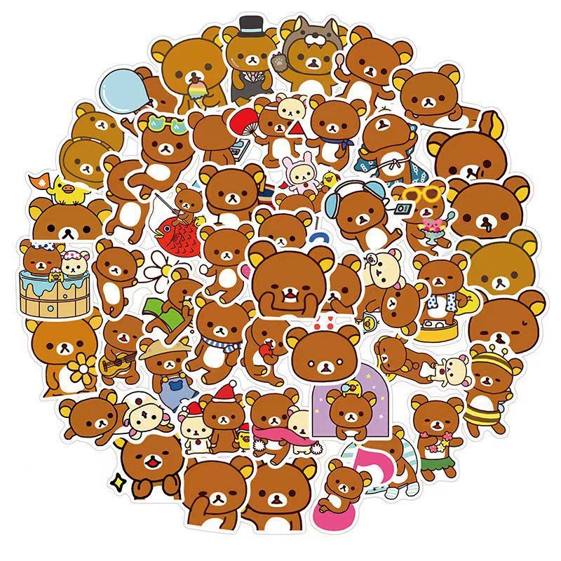 สติ๊กเกอร์ลายการ์ตูนหมี Rilakkuma กันน้ํา 50 ชิ้น