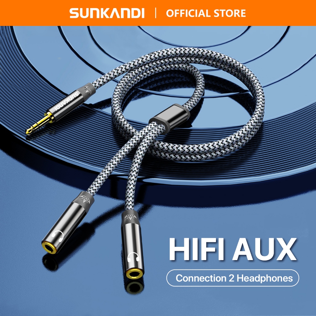 Sunkandi Audio Cable Splitter Y-Extension Cable 3.5mm male to 2 Dual 3.5mm Female