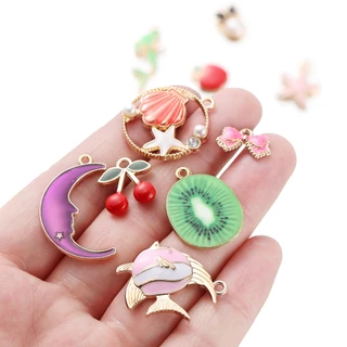 St.kunkka 10 ชิ้นผสมน้ำมันหยดจี้ผลไม้สัตว์ทะเลจี้ DIY สร้อยข้อมือสร้อยคอเครื่องประดับ