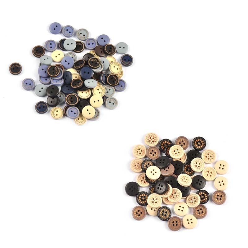 50 ชิ้น 1.5 ซม.รอบทาสีไม้ Flatback ปุ่มสําหรับ Scrapbooking DIY หัตถกรรมอุปกรณ์เย็บผ้าตกแต่งบ้าน Handmade อุปกรณ์เสริม CP3463