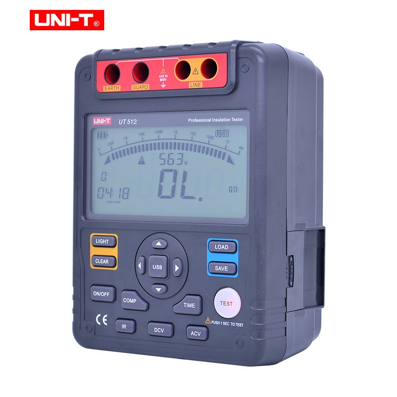 Uni-t UT511 UT512 เครื่องทดสอบความต้านทานฉนวน 100V ~ 1000V Earth Ground 0.1MΩ ~ 10GΩ Ohm Meter AC DC