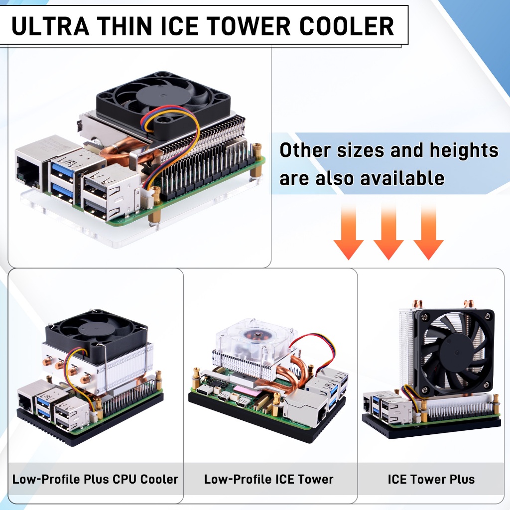 52pi Ultra Thin ICE Tower Cooler สําหรับ Raspberry Pi 5