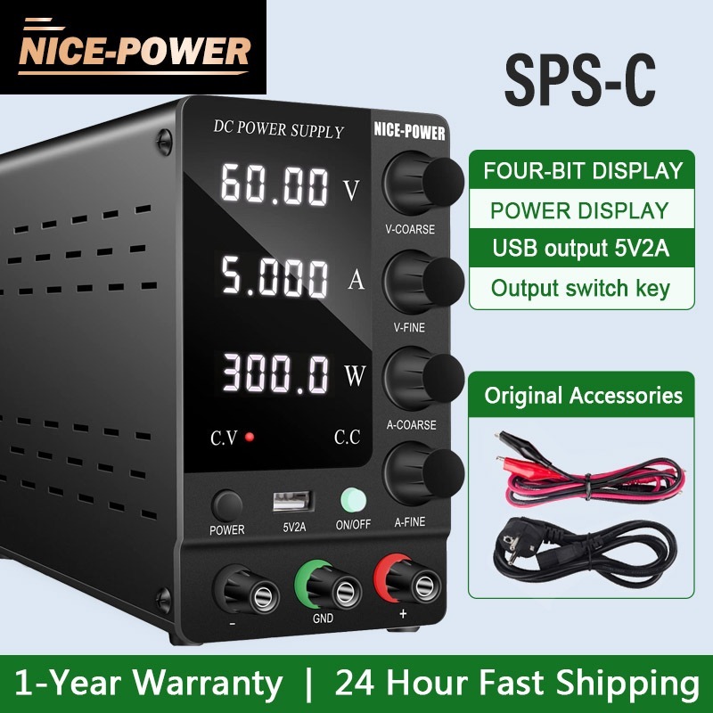 Nice-power สวิตช์ควบคุมแรงดันไฟฟ้า พาวเวอร์ซัพพลาย DC 30V 10A 60V 5A LCD 4 หลัก 120V 3A