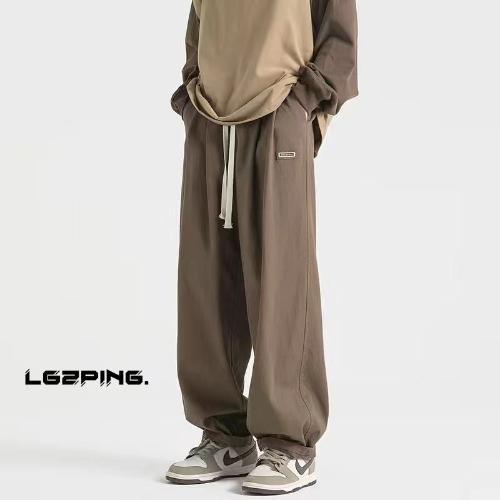 BeCoolMan เสื้อผ้าแฟชั่นผู้ชาย กางเกงขายาวผู้ชาย กางเกงสบาย ๆ หลวม ทำจากผ้าฝ้าย เอวหลวม ให้ขนาดM-3XL
