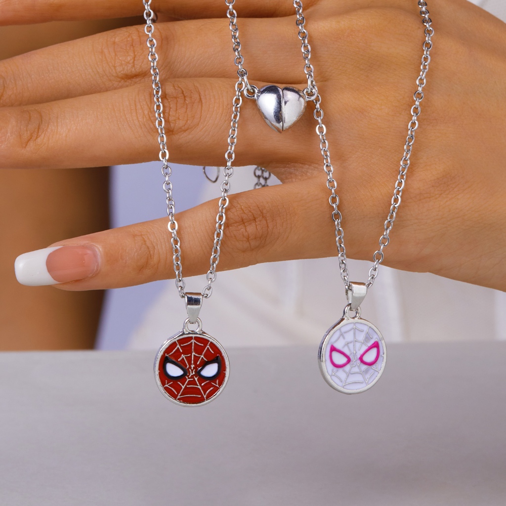 Gmai 2 ชิ ้ น Spiderman สร ้ อยคอคู ่ แฟชั ่ นเพื ่ อนที ่ ดีที ่ สุด Clavicle Chain ของขวัญอุปกรณ ์ เสริม