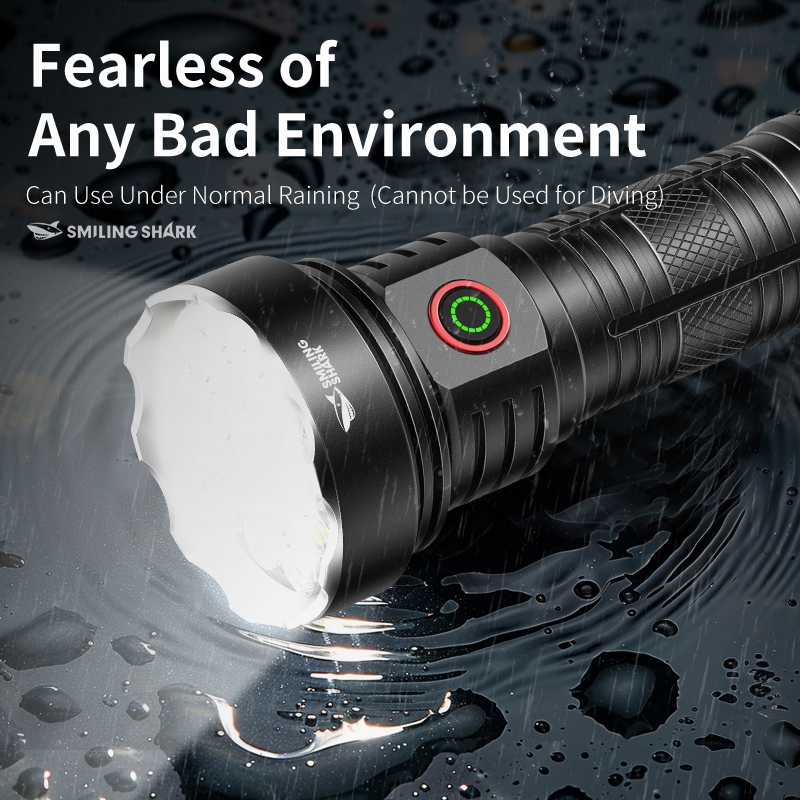 SmilingShark SD5235 ไฟฉาย led 6000lm คบเพลิง ซุปเปอร์ไบรท์ Type-C ชาร์จใหม่ได้ 5โหมด พร้อมไฟแสดงสถานะแบตเตอรี่ กันน้ำสำหรับการผจญภัยเดินป่าตั้งแคมป์กลางแจ้ง - รูปที่ 6