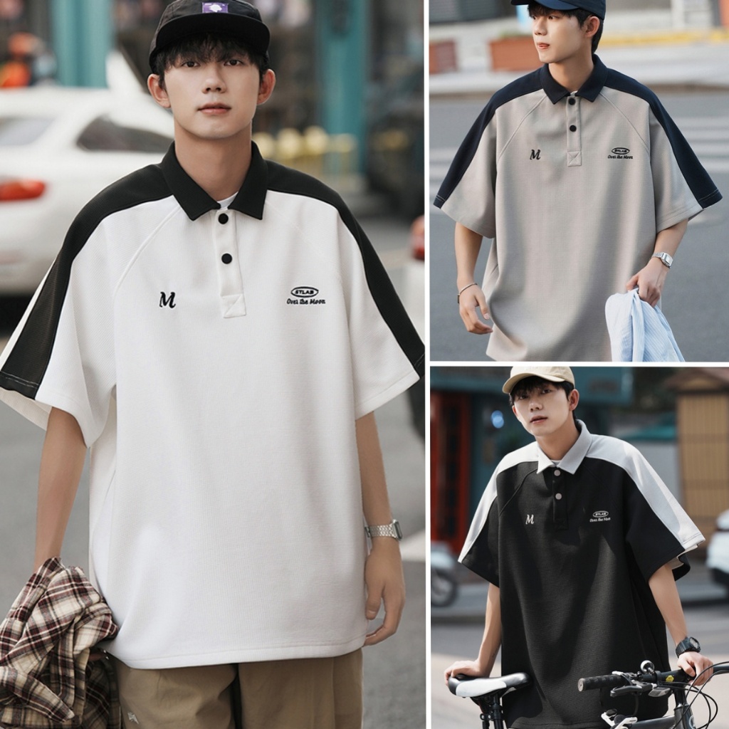 BeCoolMan 2024เสื้อโปโลแขนสั้น ผ้าเรยอน ลายวาฟเฟิล แฟชั่นสไตล์เกาหลี สําหรับผู้ชาย ไม่เสียรูปง่าย