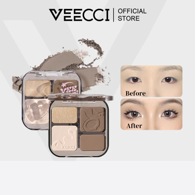 VEECCI คอนทัวร์ ไฮไลท์ จานสี 4 in 1 ชิมเมอร์ เคลือบ ไฮไลท์จมูก บรอนเซอร์ ธรรมชาติ คอนทัว 8g