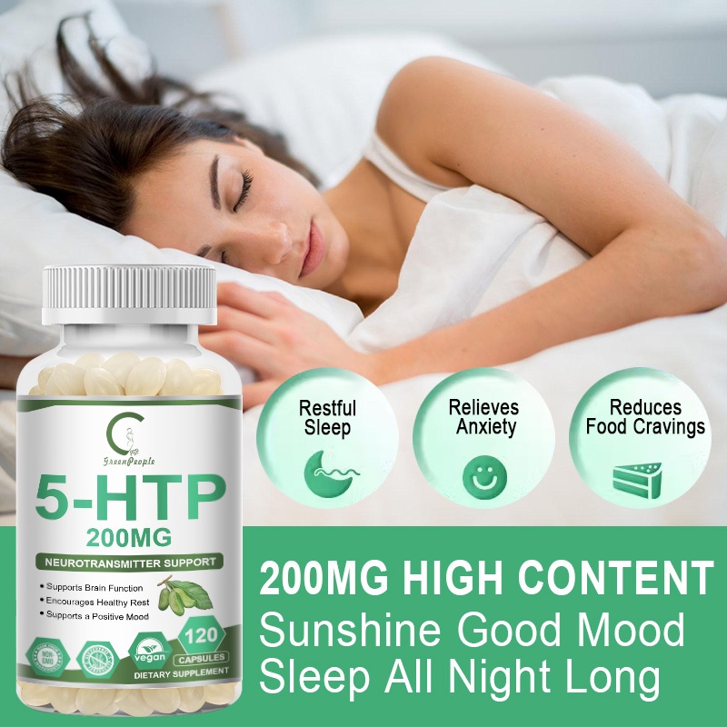 GPGP Greenpeople 5-HTP 200mg  120 Capsules – ช่วยผ่อนคลายและส่งเสริมการนอนหลับ ผสมไกลซีน-ทอรีน-อิโนซิทอล สำหรับผู้ใหญ่ ราคา ถูกที่สุด ดีลบีเคเค แกลเลอรีภาพที่ 3