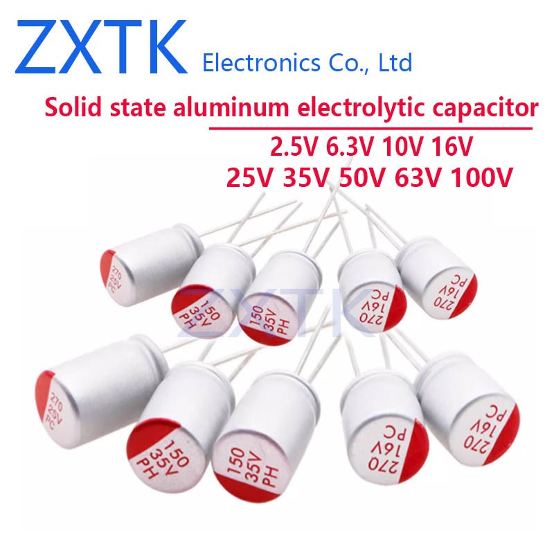 10 ชิ้น Solid electrolytic capacitor Super Low ESR DIP Electrolysis 6.3V 10V 16V 25V 35V 100UF 220UF
