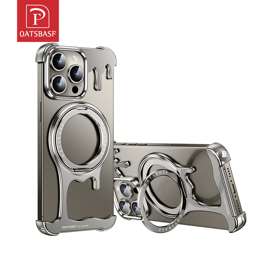 Oatsbasf Liquid Shape Case เคสโทรศัพท์ โลหะ กันกระแทก บางพิเศษ สําหรับ iPhone 16 Pro / 16 ProMax / 15 / 15 Pro / 15 ProMax / 14 ProMax / 13 Pro / 13 ProMax กรอบถุงลมนิรภัยกันกระแทกกันชนUtral-บางมุมกรณี