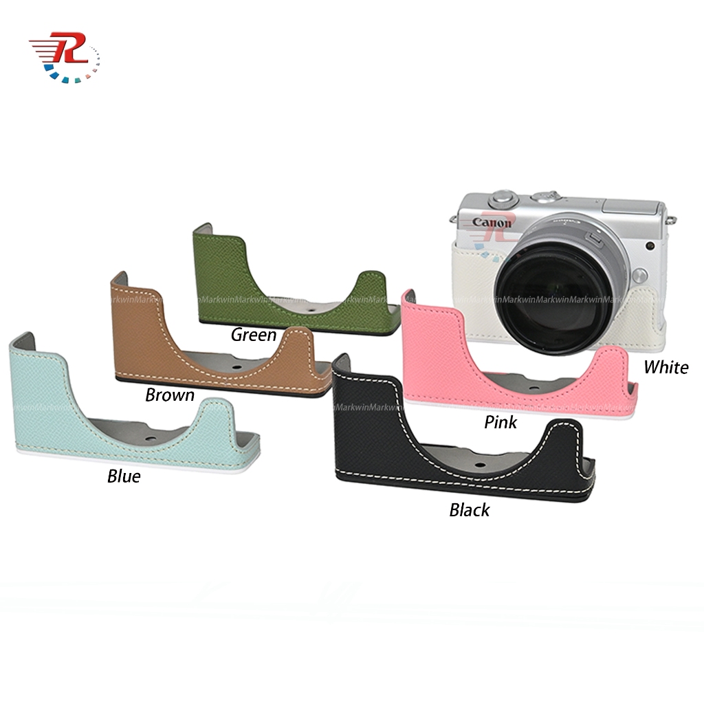 Pu หนังกล ้ องครึ ่ งกรณีสําหรับ Canon EOS M200 M100 M10 กล ้ อง