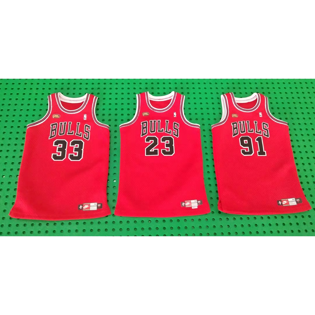1/6 97-98 Bulls Jordan Pippen Rodman NBA Finals All-Star Game เสื้อเจอร์ซีย์สีแดงสีขาวสีดํา