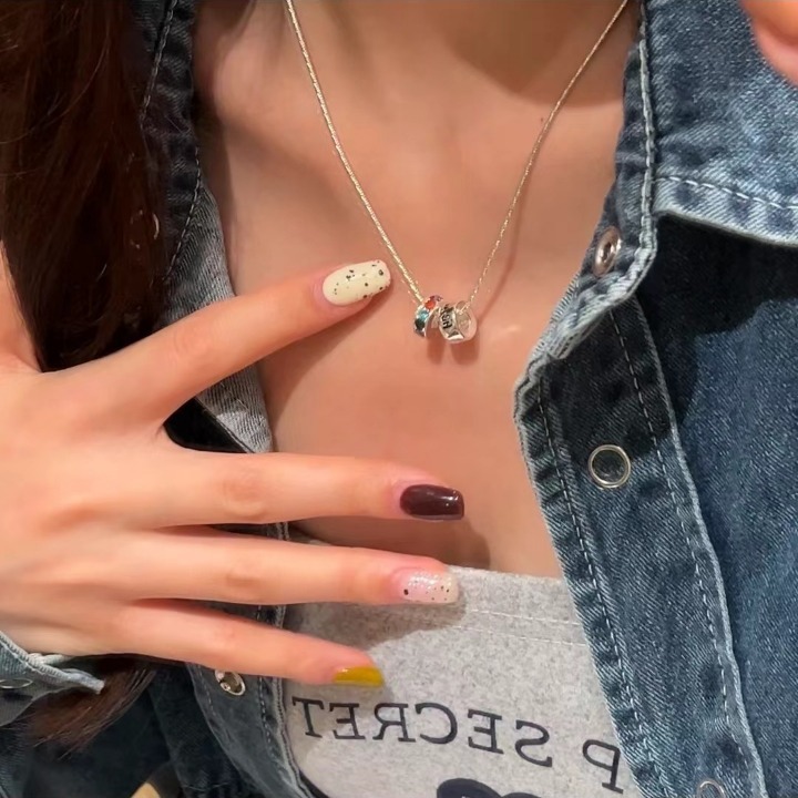 เกาหลีสีแหวนคู ่ จี ้ สร ้ อยคอผู ้ หญิง Ins งูกระดูกโซ ่ กระดูกไหปลาร ้ าโซ ่