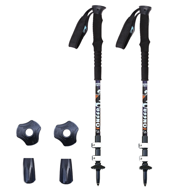 2 ชิ้น Trek Pole Nordic Walking Poles Telescopic Alpenstock