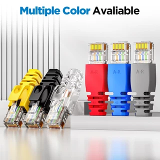 AMPCOM 30/50/100 ชิ้น คลุมกันเสียงสายเคเบิลอีเธอร์เน็ต RJ45 ปลั๊กตัวต่อสายเคเบิลสำหรับ CAT5 CAT5E CAT6