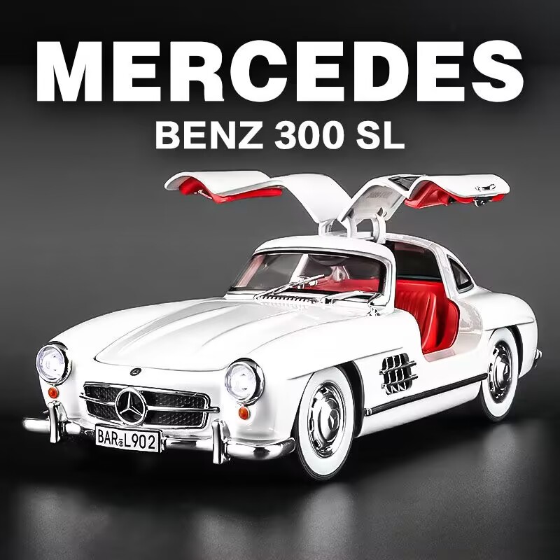 รถเหล ็ ก 1:24 Mercedes Benz 300SL รถของเล ่ นรุ ่ นDiecast Racing Miniatureรุ ่ นSound & Lightดึงกลับคอลเลกชันของขวัญเด ็ กBoy