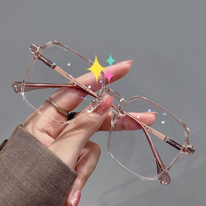 [ ZM✨] ป้องกันแสงสีฟ้า 275 ° ~ 525 ° 👓 แว่นตาสายตาสั้น 👓  กรอบใหญ่สีฟ้ากรองแว่นตาผู้หญิงเกาหลีรุ่น 0