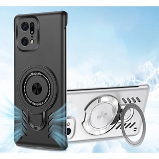 Oppo Find X5 Pro FindX5 FindX5Pro X5Pro X 5 เคสแข็งพลาสติกแข็ง Frameless Gaming Cooling กันกระแทกป้องกันลายนิ้วมือฝาหลังพร้อมแหวนแม่เหล็กที่วางขาตั้ง