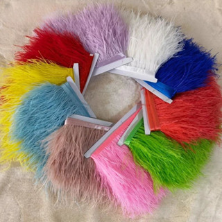 1 เมตรขนนกกระจอกเทศบนเทปขอบตัดริบบิ้น3-4นิ้ว8-10เซนติเมตรยาว…