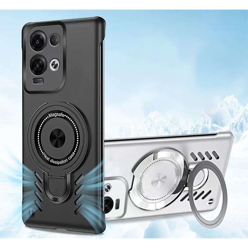 Oppo Reno 8 Pro 5G Reno8 Reno8Pro 8Pro เคสแข็งพลาสติกแข็ง Frameless Gaming Cooling กันกระแทกป้องกันลายนิ้วมือฝาหลังพร้อมแหวนแม่เหล็กที่วางขาตั้ง