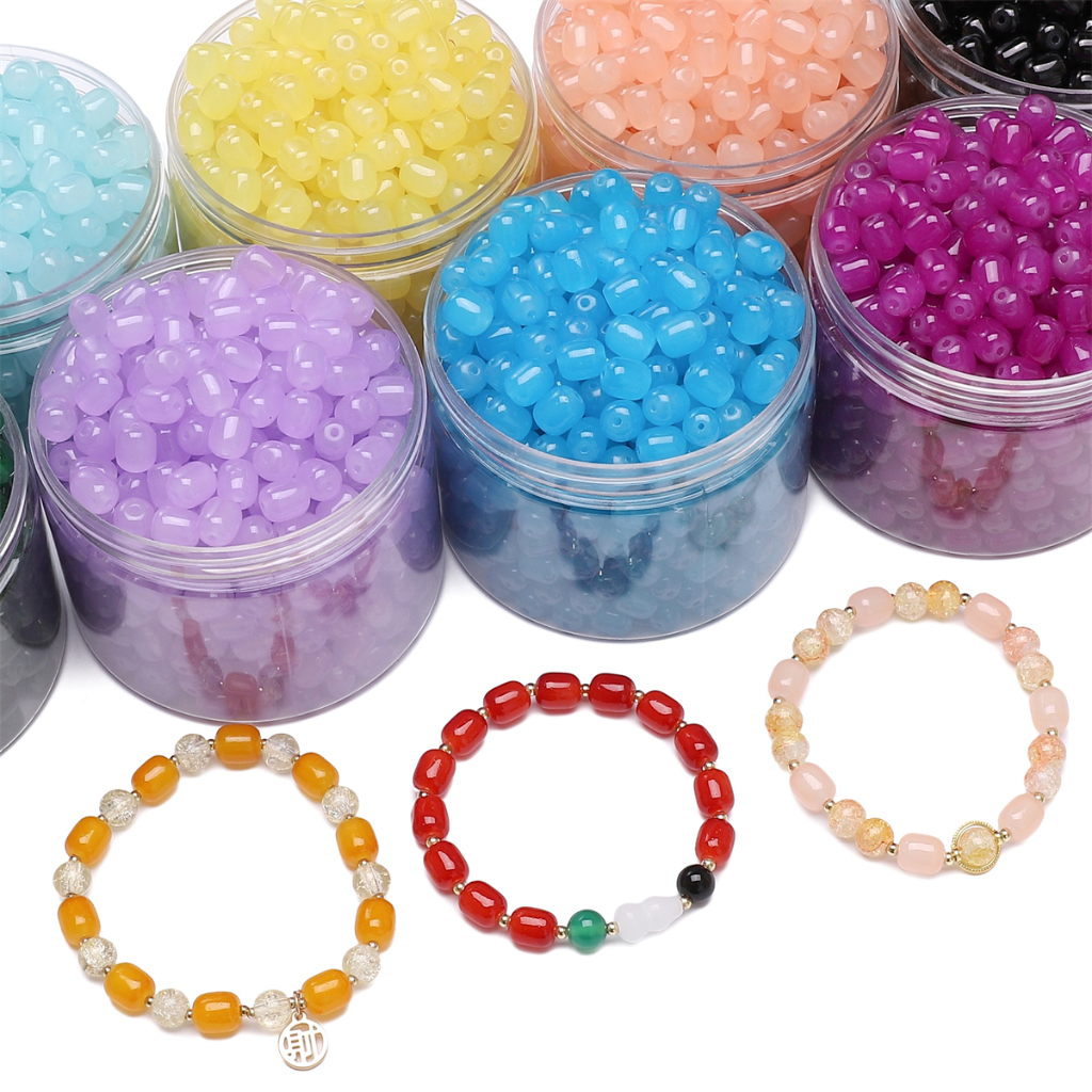 [8x10 มม . ] ลูกปัดพุทราแก ้ วเลียนแบบหยกบาร ์ เรลลูกปัดสร ้ อยข ้ อมือสร ้ อยคอลูกปัด DIY Handmade อุปกรณ ์ เสริม