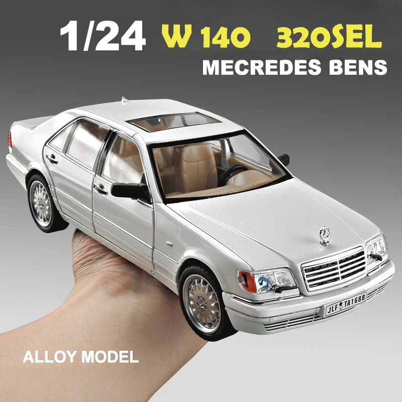 รถเหล ็ ก 1:24 Mercedes Benz W140 320SEL รถของเล ่ นรุ ่ นDiecast Racing Miniatureรุ ่ นSound & Lightดึงกลับคอลเลกชันของขวัญเด ็ กBoy