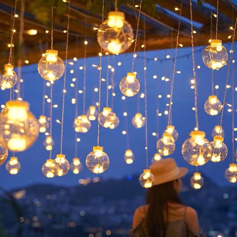 Ligyetor กันน้ํา Wishing Ball String ไฟ LED ผ้าม่านกลางแจ้งสําหรับห้องนอนงานแต่งงาน Garden
