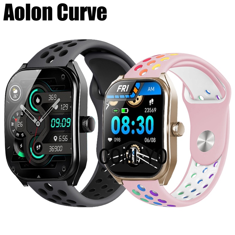 สําหรับ Aolon Curve Strap สมาร ์ ทนาฬิกาซิลิโคน Rainbow Soft Band ผู ้ หญิงเข ็ มขัดผู ้ ชาย