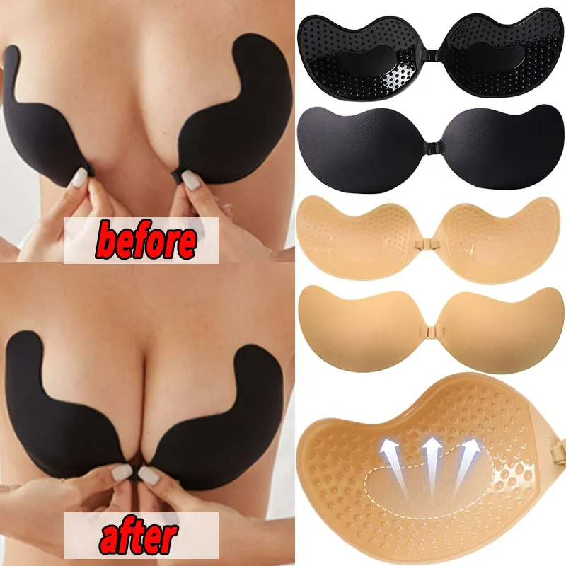 ที ่ มองไม ่ เห ็ น Mango Strapless ชุดชั ้ นในสติกเกอร ์ หน ้ าอก - ผู ้ หญิงซิลิโคน Push Up Bra - กาวแบบใช ้ ซ ้ ําได ้ Bralette ฝาครอบหัวนม