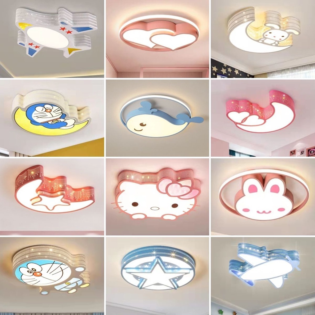 โคมไฟเพดาน LED หรี่แสงได้ พร้อมรีโมตคอนโทรล ไฟแต่งห้อง ห้องเด็ก การ์ตูน แฟชั่น ติดเพดานห้องนอน น่ารัก ลายแมว