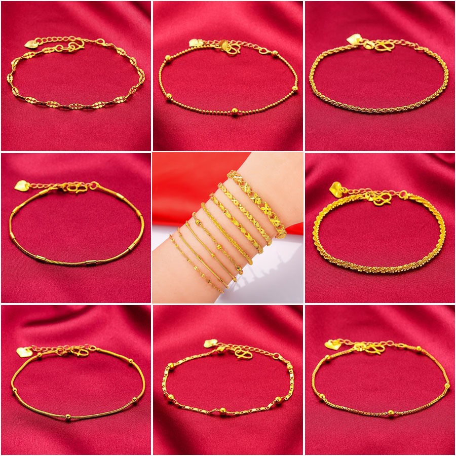 แฟชั ่ นเกาหลี 18K Gold Plated ผู ้ หญิงสร ้ อยข ้ อมือ Simple Slim Twists สร ้ อยข ้ อมือเครื ่ องประดับของขวัญ กำไลทอง กำไลข้อมือ กําไล ข้อมือ