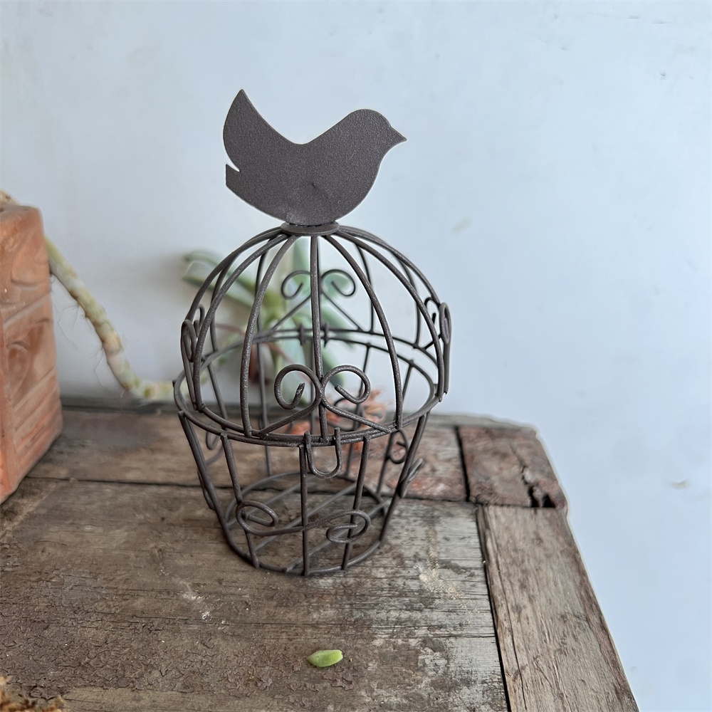 Retro Rust สี Mini ลวดเหล็ก Birage เครื่องประดับ Hollow Birage เดสก์ท็อปตกแต่งสวน Succulent Iron Birage