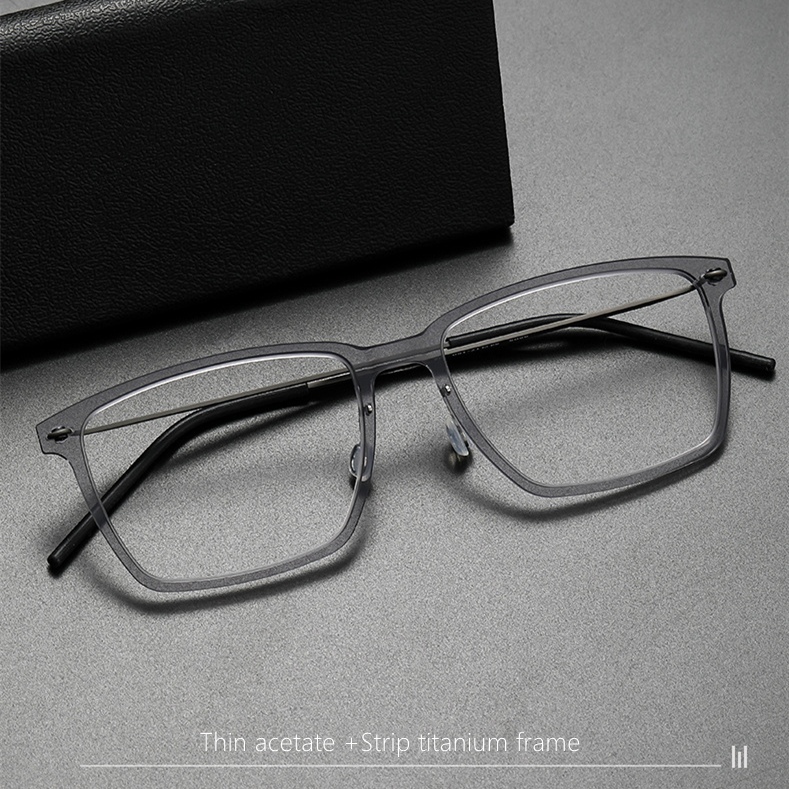 สไตล ์ นอร ์ ดิก Minimalist Design กรอบบางเฉียบและวัดไทเทเนียม Inverted trapezoidal Optical แว ่ นตาตอนนี ้ ไทเทเนียม 6505