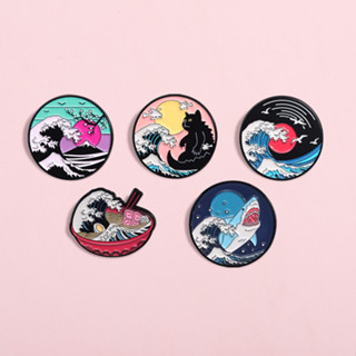 น่ารักคลื่นปลาวาฬเข็มกลัด หมุด สีฟ้ามหาสมุทรเข็มกลัดป้ายโลหะ…