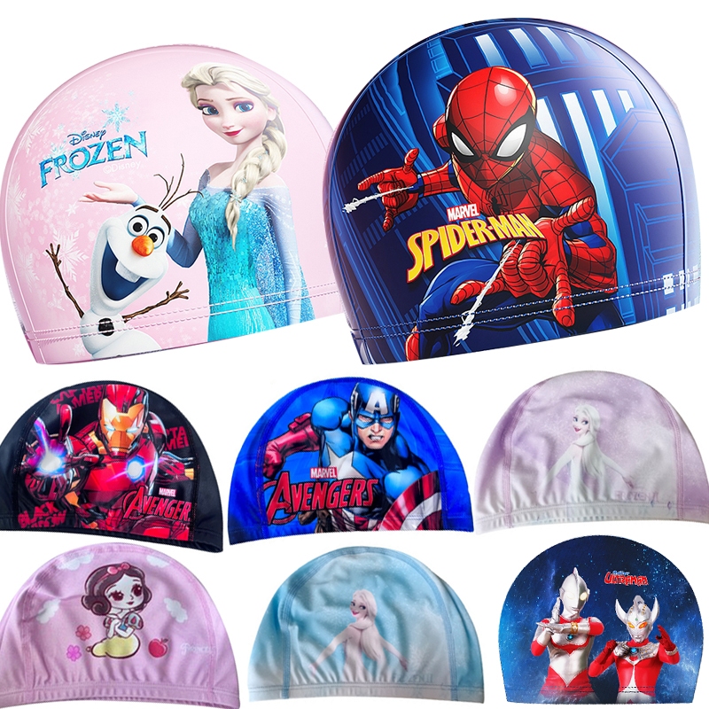 หมวกว่ายน้ํา ผ้าไนล่อน เคลือบ PU กันน้ํา ระบายอากาศได้ดี พิมพ์ลาย Disney สําหรับผู้ชาย และผู้หญิง