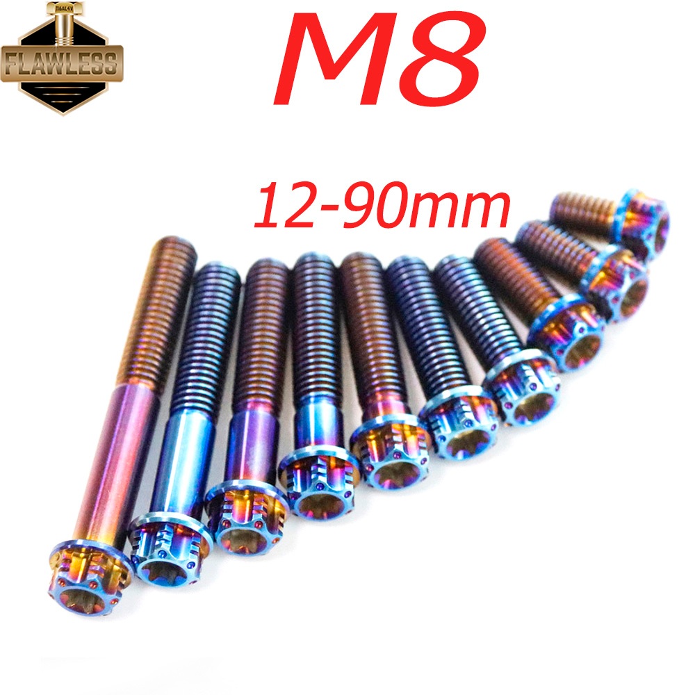 FLAWLESSTI M8x12 -90 น็อตไทเทเนียมแท้ เกรด 5 น็อตโช้คหน้ น็อตล้อหน้า น็อตยึดขาปั้มล่าง น็อตยึดท่อ น็อตกันตก Honda Forza 350 Giorno 125 PCX 160 Wave 125i Yamaha Xmax 300 Vespa Sprint 150