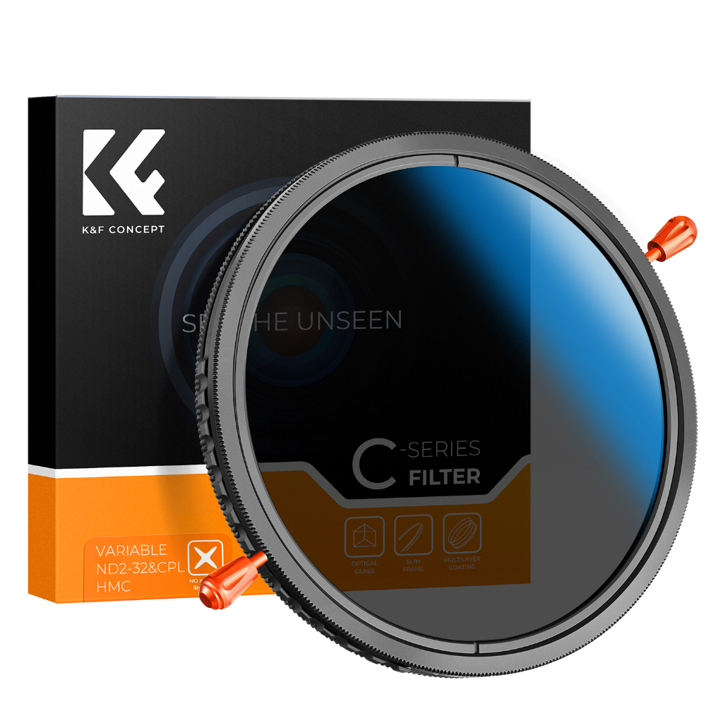 K&f Concept Nano-C Series ND2-ND32 & CPL ฟิลเตอร์เลนส์ 2 in 1, ND2-ND32 (1-5 Stop) Variable Neutral Density และโพลาไรเซอร์สําหรับเลนส์กล้อง