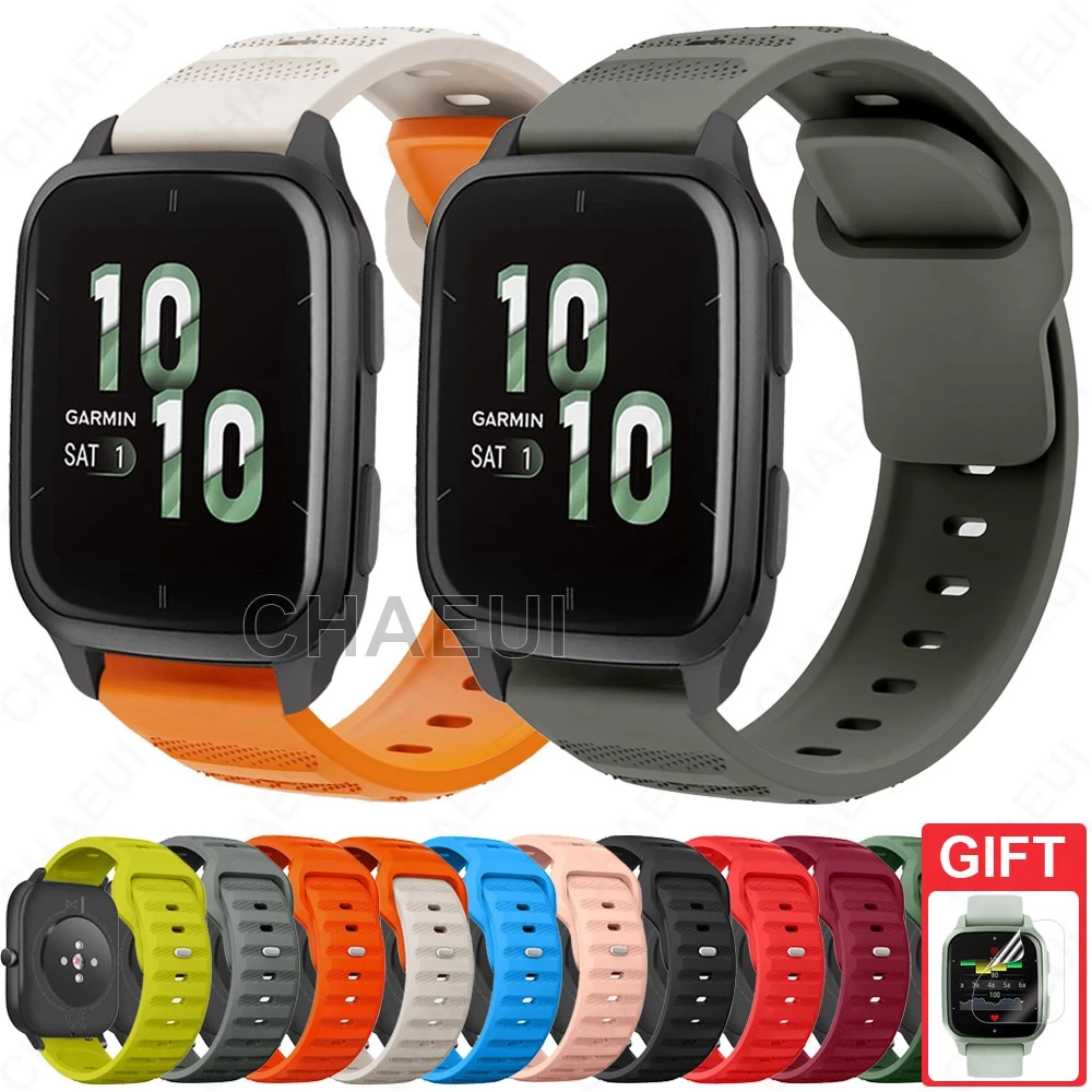 สายรัดข ้ อมือซิลิโคนเปลี ่ ยนสร ้ อยข ้ อมือสําหรับ Garmin Venu Sq / Sq 2 Music