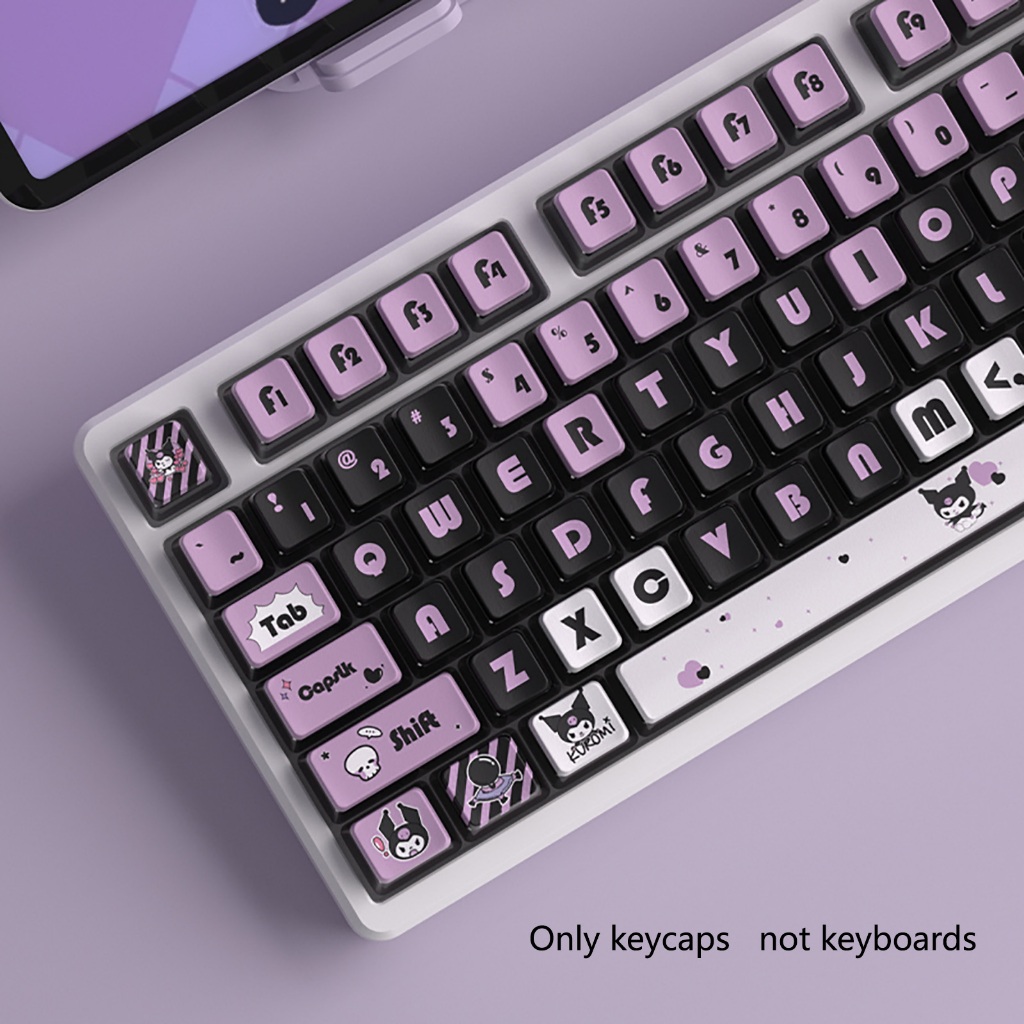 Kuromi Keycap 122 คีย์ OEM ความสูง PBT วัสดุโปร่งใส keycaps คีย์บอร์ดแบบกลไกหมวกน่ารักความร้อนระเหิด