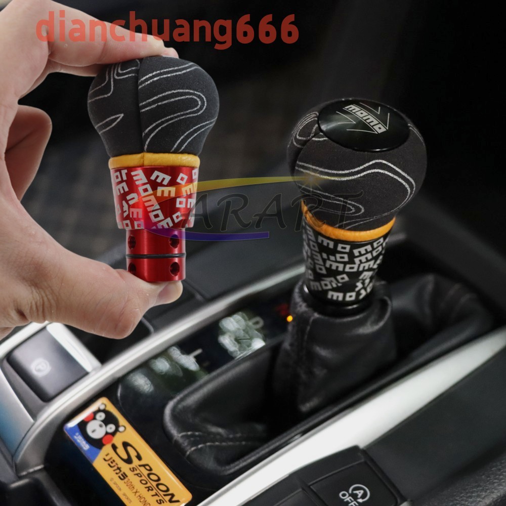 Momo doodle Suede เกียร์อัตโนมัติจับเกียร์ Shift Knob Stick Lever สําหรับ honda honda city ซีดาน gn2 Accord FIT กดลงเพื่อปลดล็อค
