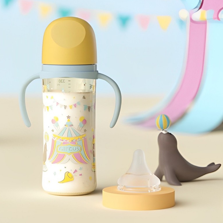 Pigeon ขวดรุ ่ นที ่ 3 5 ซม . ขวดนมรูกว ้ างสีพิมพ ์ 330 มล . ขวด PP ธรรมชาติ