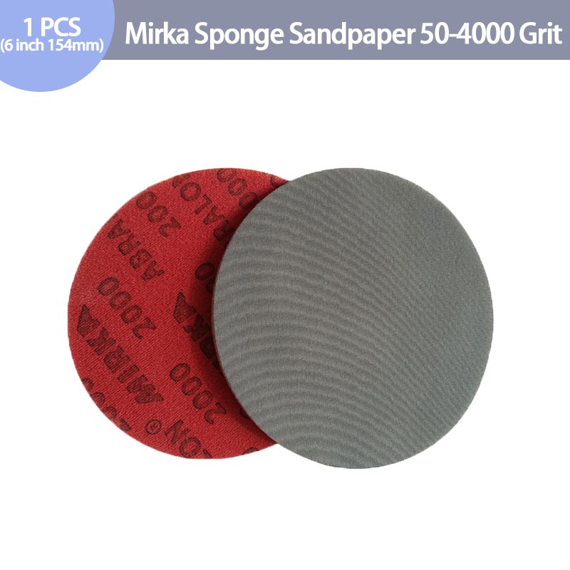 1 ชิ้น 6 นิ้วแผ่นขัดฟองน้ํา Mirka Abralon 150 มม.กระดาษขัด 1800-4000 Grit โฟม Hook & Loop แผ่นสําหรับรถขัด & Buffing