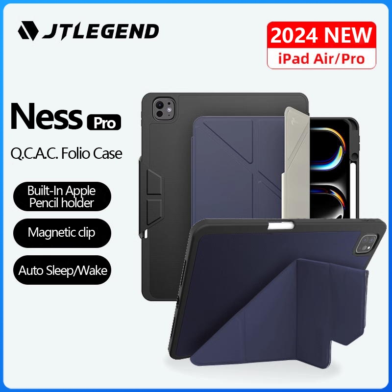 Jtlegend Ness Pro QCAC Folio Case 2024 สําหรับ iPad Pro 11 "/13" M4 สําหรับ iPad Air 11"/13" M2 Soft