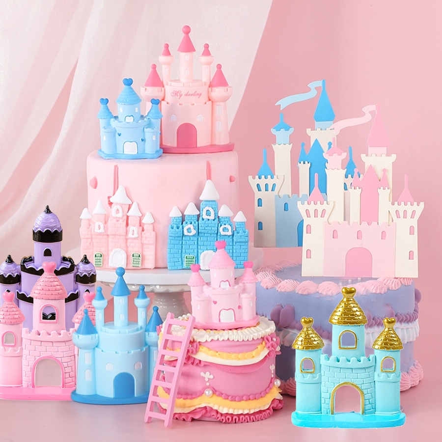 Prince&princess Castle Happy Birthday ป้ายธง สําหรับตกแต่งเค้ก คัพเค้ก งานเลี้ยงวันเกิด