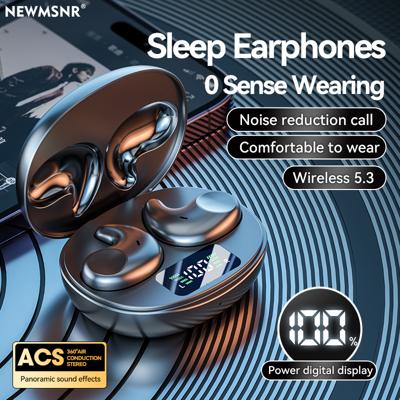 Newmsnr ใหม ่ Sleep เฉพาะด ้ านข ้ าง Sleep Bluetooth 5.3 ชุดหูฟัง TWS ไร ้ สาย Mini กีฬาหูฟัง HIFI คุณภาพเสียง Long Life หูฟัง HD Voice Call หูฟังสมาร ์ ท NoiseCancel